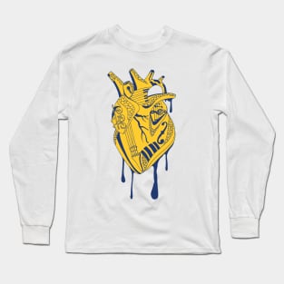 Navy Gold Musical Heart Long Sleeve T-Shirt